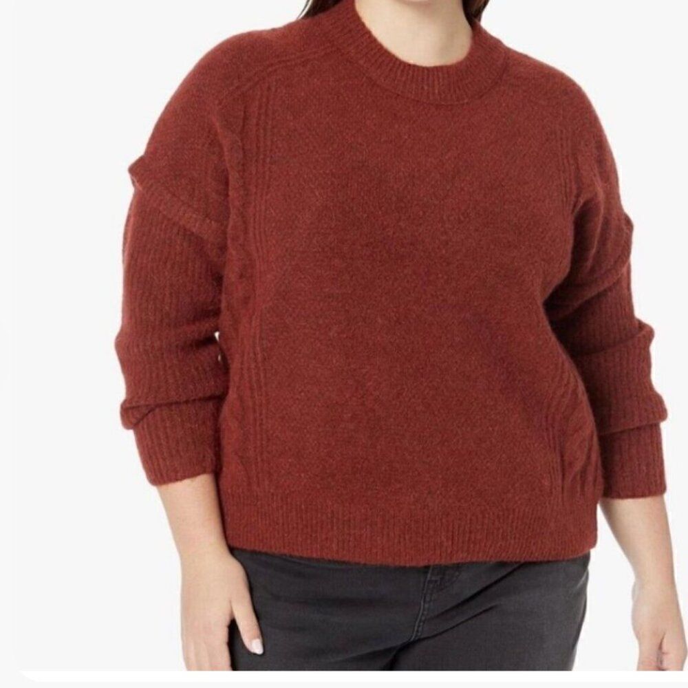 Madewell Cable Havener Pullover Plus size Alpaca NWT heathered Auburn